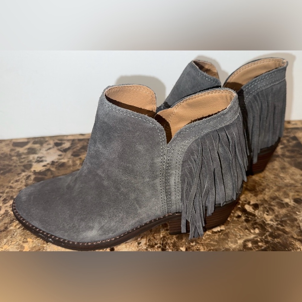 Lucky Brand Booties Boot Western Women’s Fringe Leather Ankle Zip Up